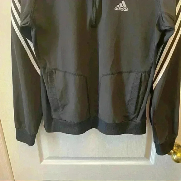 Adidas  Windbreaker Running Jacket Gym Active Hood 1/4 Zip Black White Small - Picture 7 of 16